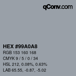 Color code: HEX #99A0A8 | qconv.com