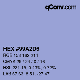 颜色代码: HEX #99A2D6 | qconv.com
