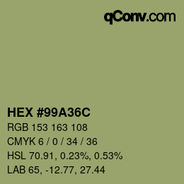 Farbcode: HEX #99A36C | qconv.com