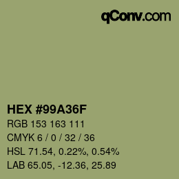 Color code: HEX #99A36F | qconv.com