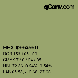 Color code: HEX #99A56D | qconv.com