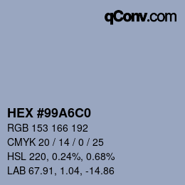 Color code: HEX #99A6C0 | qconv.com