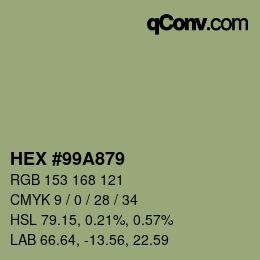 Farbcode: HEX #99A879 | qconv.com