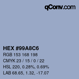 カラーコード: HEX #99A8C6 | qconv.com