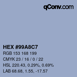 Color code: HEX #99A8C7 | qconv.com