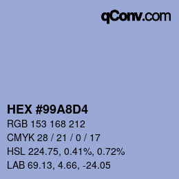 Color code: HEX #99A8D4 | qconv.com