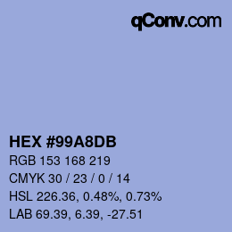 Color code: HEX #99A8DB | qconv.com