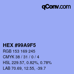 Color code: HEX #99A9F5 | qconv.com