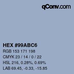 Código de color: HEX #99ABC6 | qconv.com