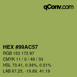颜色代码: HEX #99AC57 | qconv.com