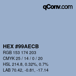 Color code: HEX #99AECB | qconv.com
