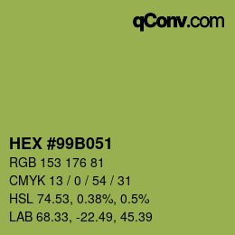 颜色代码: HEX #99B051 | qconv.com