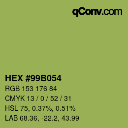 颜色代码: HEX #99B054 | qconv.com