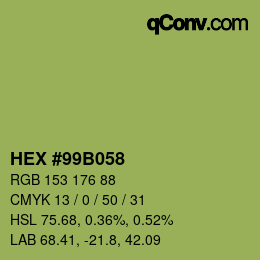 Color code: HEX #99B058 | qconv.com