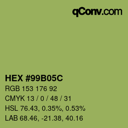 Color code: HEX #99B05C | qconv.com