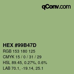 Farbcode: HEX #99B47D | qconv.com