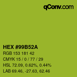 カラーコード: HEX #99B52A | qconv.com