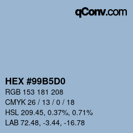 カラーコード: HEX #99B5D0 | qconv.com