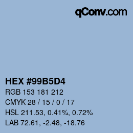 颜色代码: HEX #99B5D4 | qconv.com