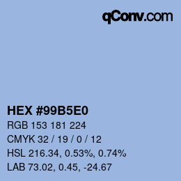 カラーコード: HEX #99B5E0 | qconv.com