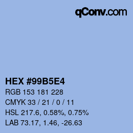 Farbcode: HEX #99B5E4 | qconv.com