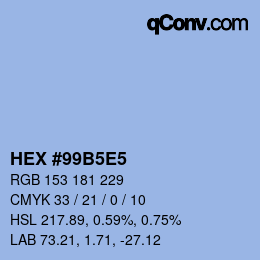 Farbcode: HEX #99B5E5 | qconv.com