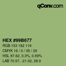 颜色代码: HEX #99B677 | qconv.com