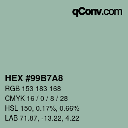Color code: HEX #99B7A8 | qconv.com