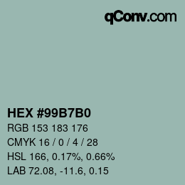 カラーコード: HEX #99B7B0 | qconv.com