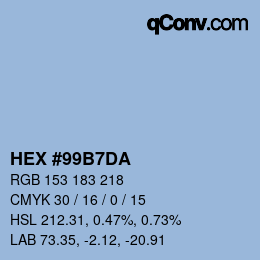 カラーコード: HEX #99B7DA | qconv.com