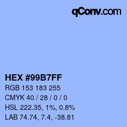 Color code: HEX #99B7FF | qconv.com