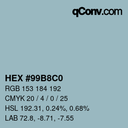 Color code: HEX #99B8C0 | qconv.com