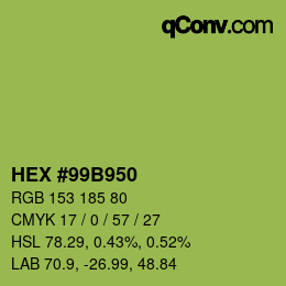 颜色代码: HEX #99B950 | qconv.com