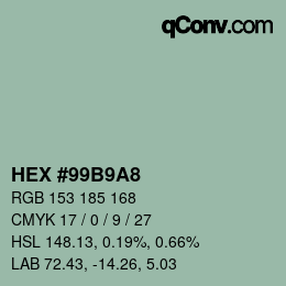 カラーコード: HEX #99B9A8 | qconv.com