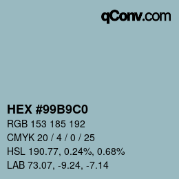 Color code: HEX #99B9C0 | qconv.com
