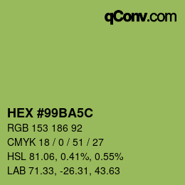 Color code: HEX #99BA5C | qconv.com