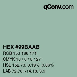 Color code: HEX #99BAAB | qconv.com