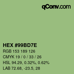 Color code: HEX #99BD7E | qconv.com