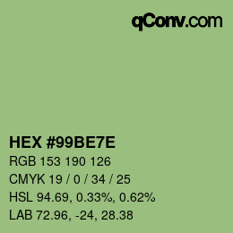 Color code: HEX #99BE7E | qconv.com