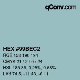 Color code: HEX #99BEC2 | qconv.com