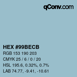 Color code: HEX #99BECB | qconv.com