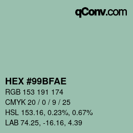 Color code: HEX #99BFAE | qconv.com