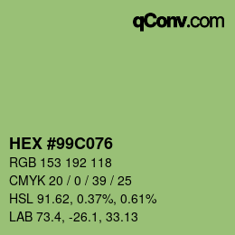 Color code: HEX #99C076 | qconv.com