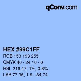 カラーコード: HEX #99C1FF | qconv.com