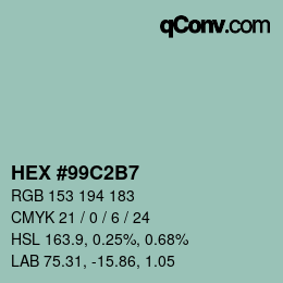 颜色代码: HEX #99C2B7 | qconv.com
