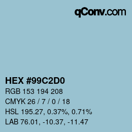 Color code: HEX #99C2D0 | qconv.com