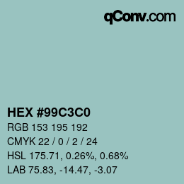 Color code: HEX #99C3C0 | qconv.com
