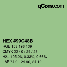 Color code: HEX #99C48B | qconv.com