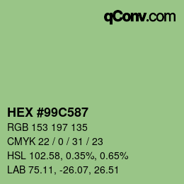 颜色代码: HEX #99C587 | qconv.com