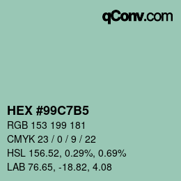 颜色代码: HEX #99C7B5 | qconv.com